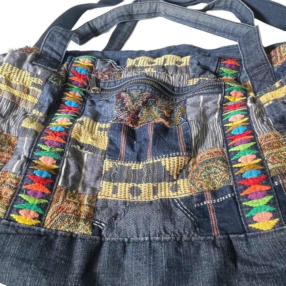 Ecote Vintage blue Jean duffel bag patchwork Urban Outfitters embroidered - Picture 4 of 15